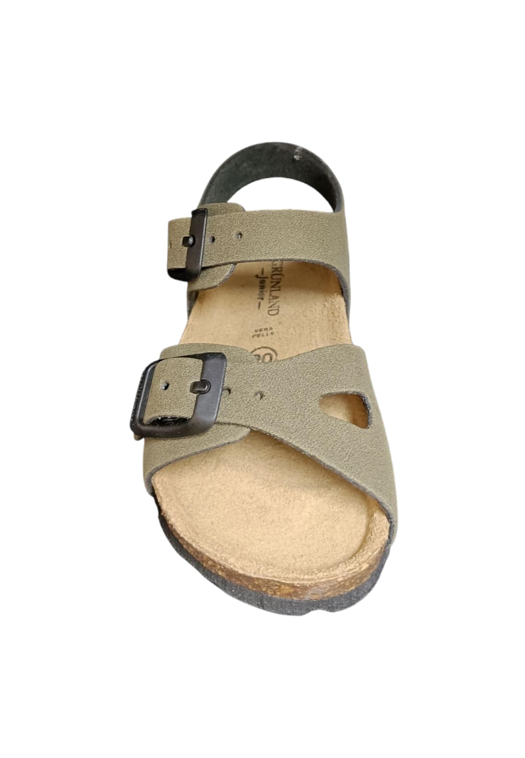 Sandalo bio bambino Grunland Junior 0634 oliva pelle sughero fibbia comfort in Ballerine Scarpetteria Gica - Trani, commercioVirtuoso.it