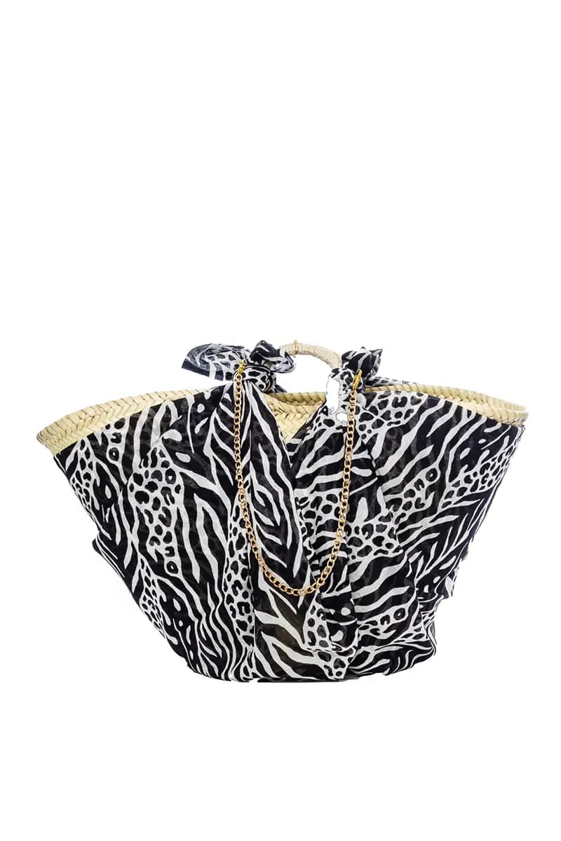 AYFEE | Borsa mare in paglia Zebra &amp; Palms - 2