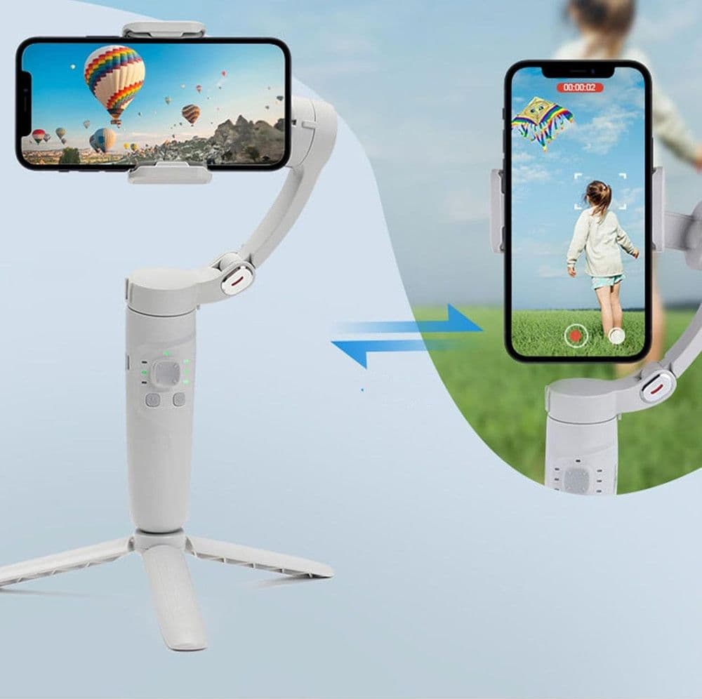 STABILIZZATORE PORTATILE A 3 ASSI PER SMARTPHONE RESISTENTE M1 PIEGHEVOLE PER CASA VIAGGI - 9