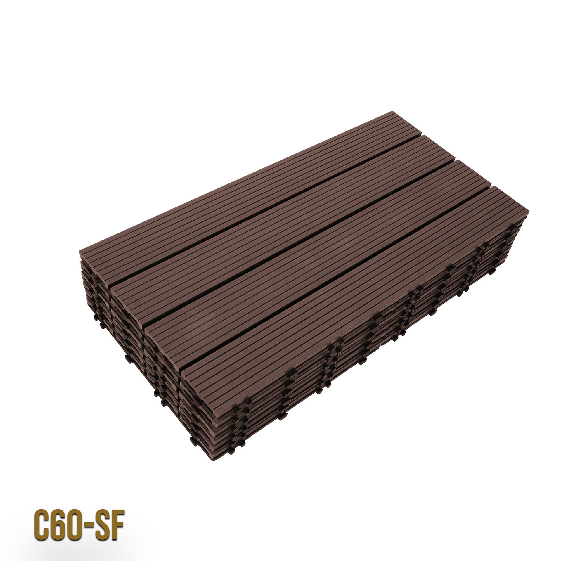 2mq (11 pezzi) di Pavimento Quadrotte in decking WPC da esterno 60X30cm (sp.2cm) inclusa struttura CLICK - 7