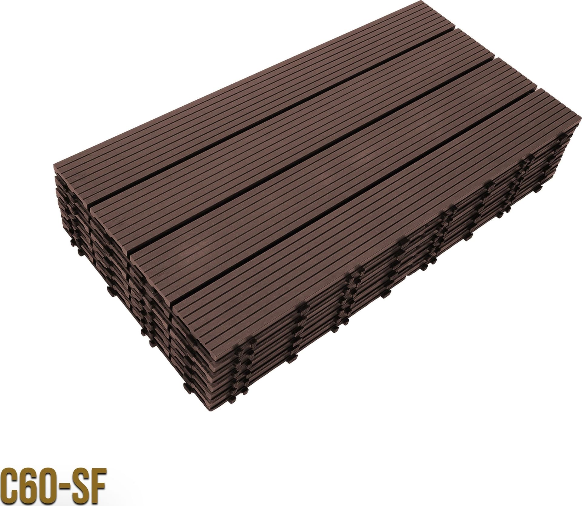 2mq (11 pezzi) di Pavimento Quadrotte in decking WPC da esterno 60X30cm (sp.2cm) inclusa struttura CLICK - Eternal Parquet