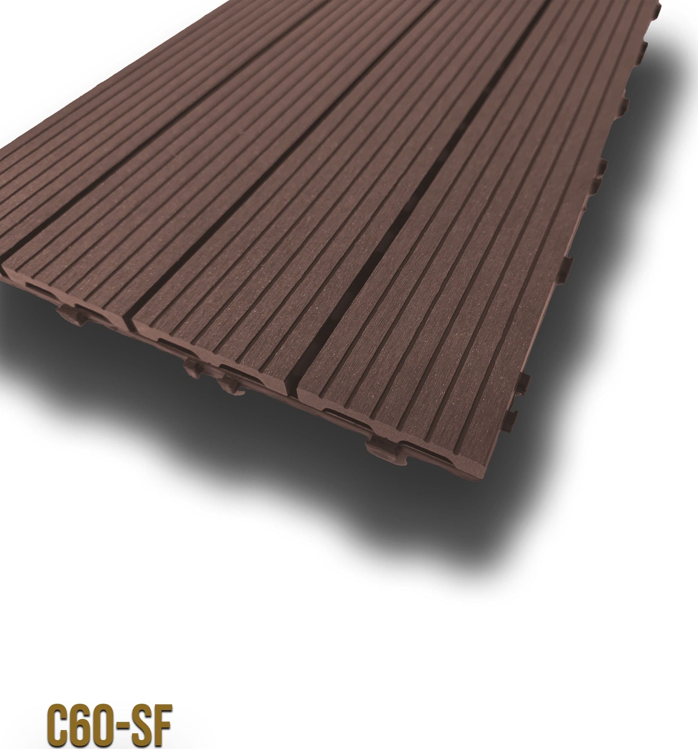 2mq (11 pezzi) di Pavimento Quadrotte in decking WPC da esterno 60X30cm (sp.2cm) inclusa struttura CLICK - Eternal Parquet