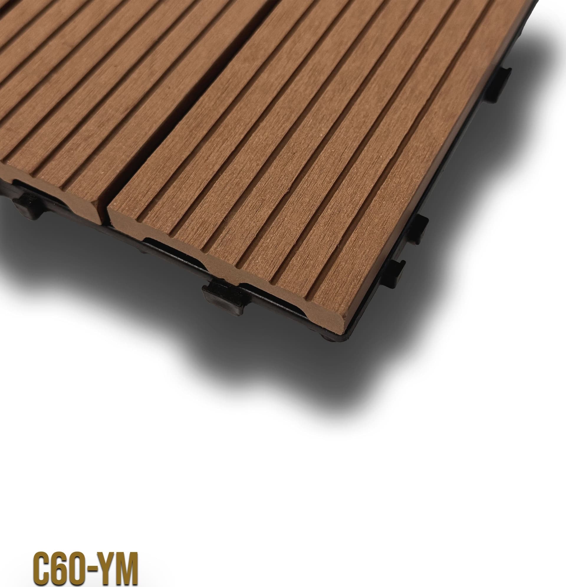 2mq (11 pezzi) di Pavimento Quadrotte in decking WPC da esterno 60X30cm (sp.2cm) inclusa struttura CLICK - 5