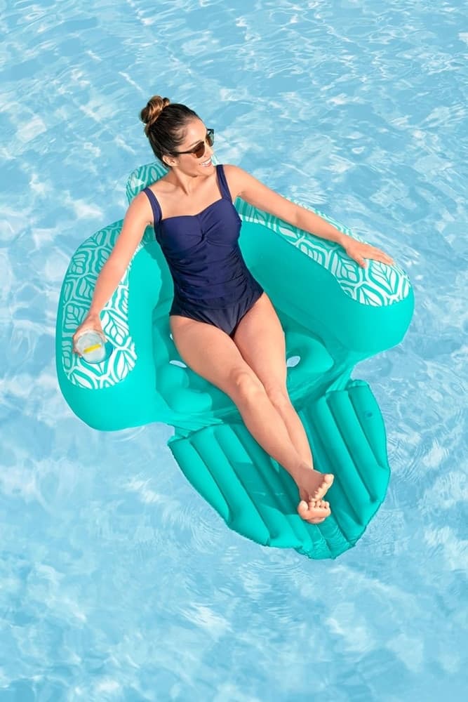 POLTRONA DA PISCINA GONFIABILE GALLEGGIANTE COMFORT PLUSH DELUXE CON PORTABICCHIERE 43719 - 13