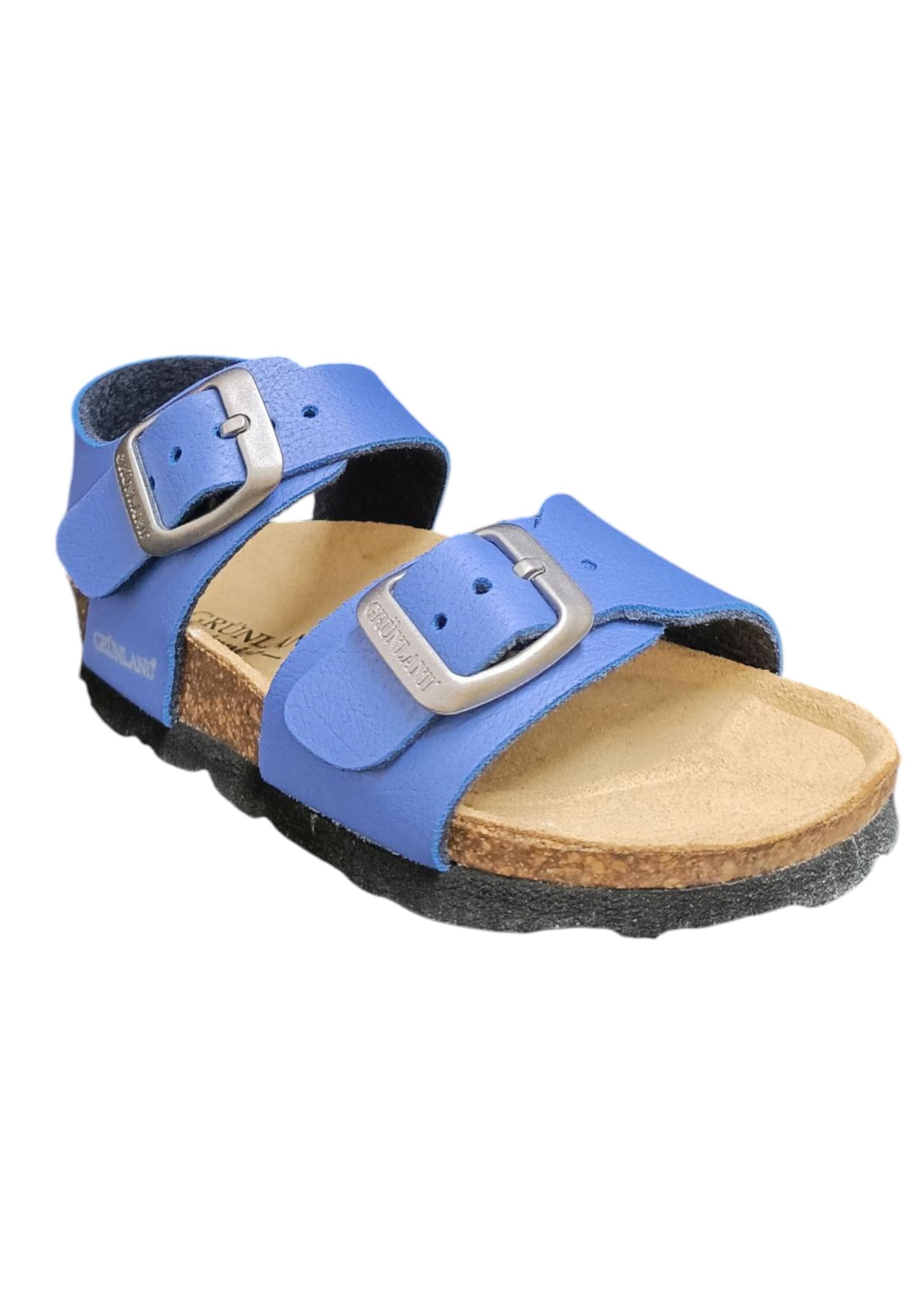 Sandalo bio bambino Grunland Junior 0901 jeans pelle sughero fibbia comfort in Ballerine Scarpetteria Gica - Trani, commercioVirtuoso.it