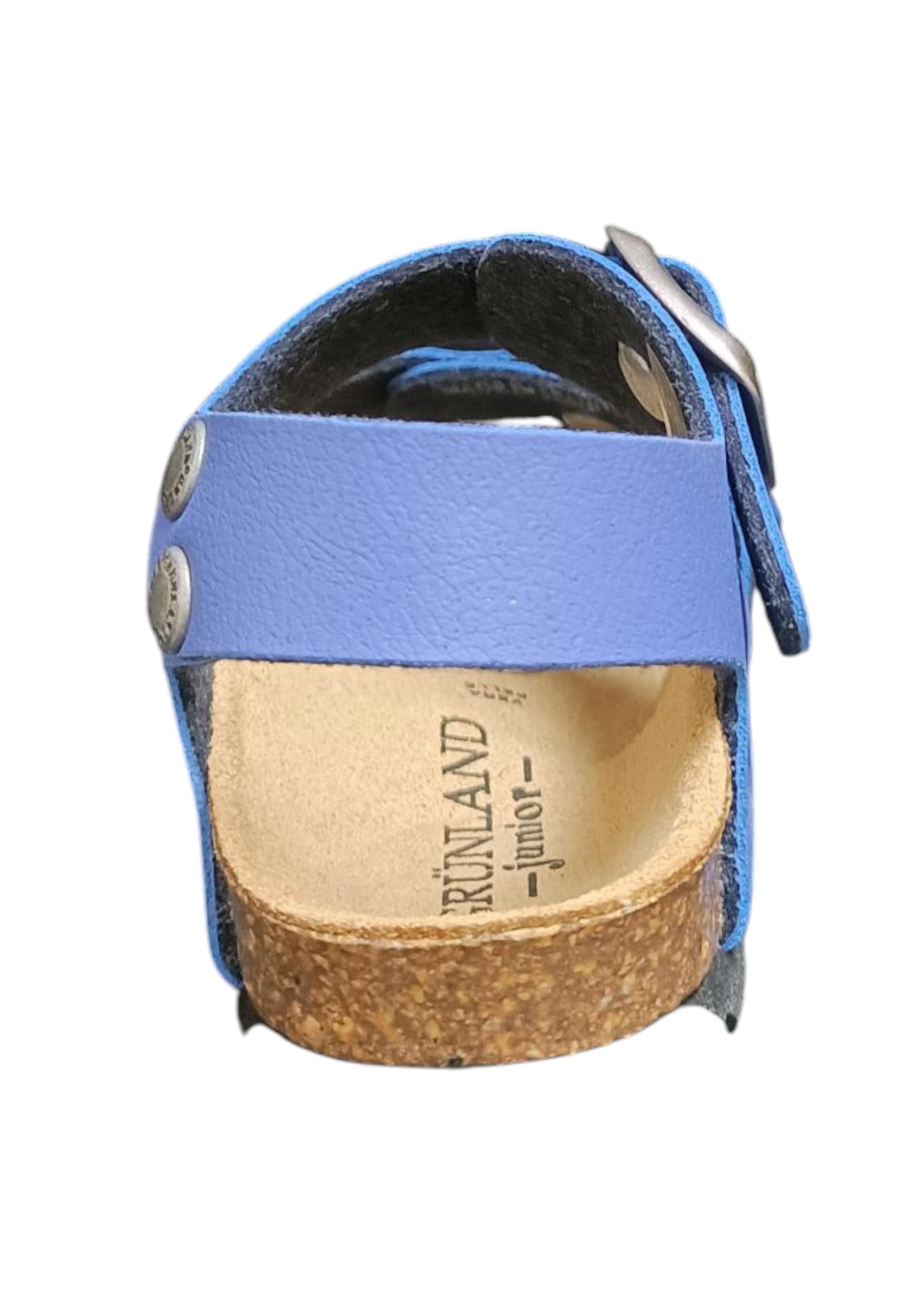Sandalo bio bambino Grunland Junior 0901 jeans pelle sughero fibbia comfort in Ballerine Scarpetteria Gica - Trani, commercioVirtuoso.it