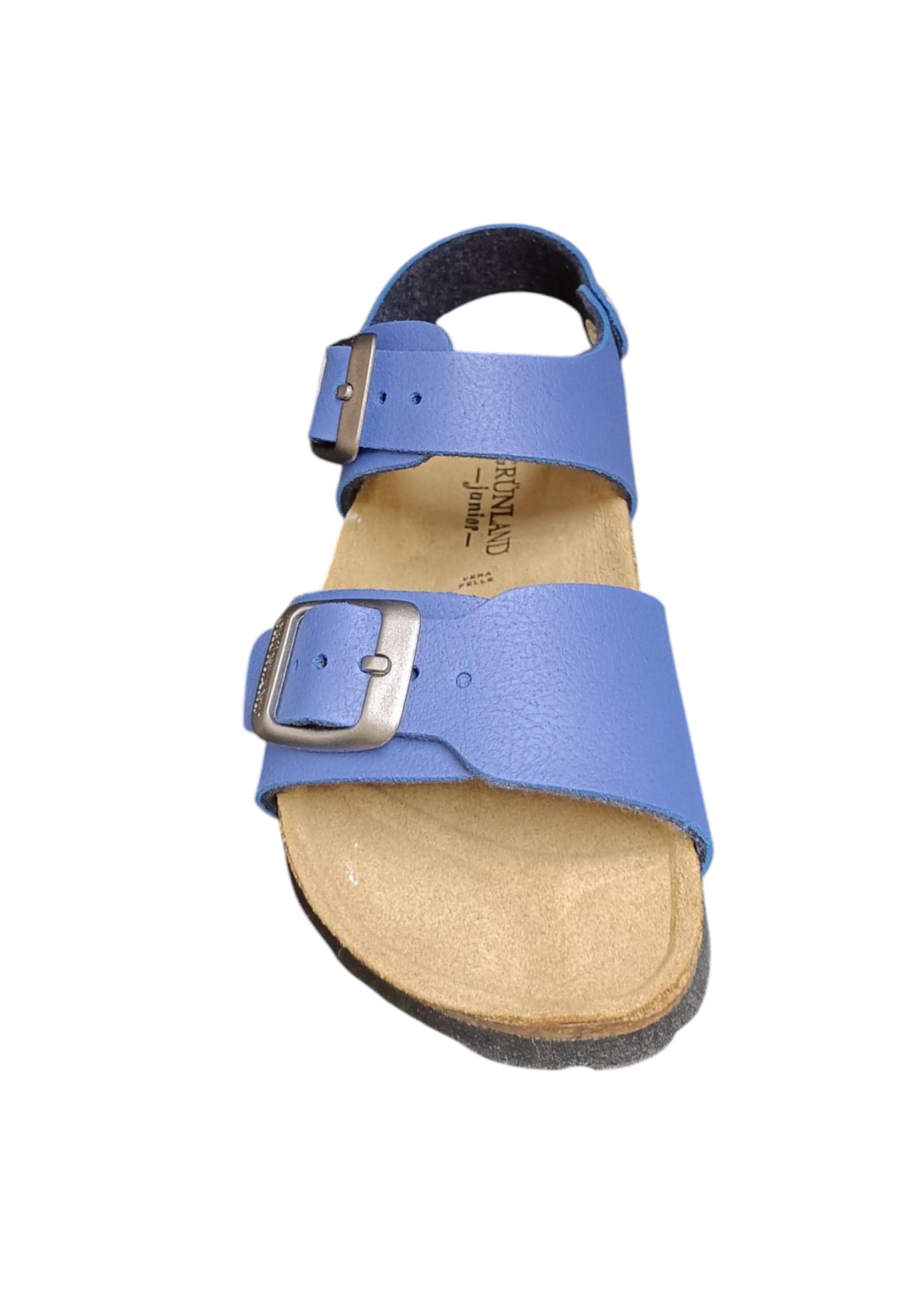Sandalo bio bambino Grunland Junior 0901 jeans pelle sughero fibbia comfort in Ballerine Scarpetteria Gica - Trani, commercioVirtuoso.it