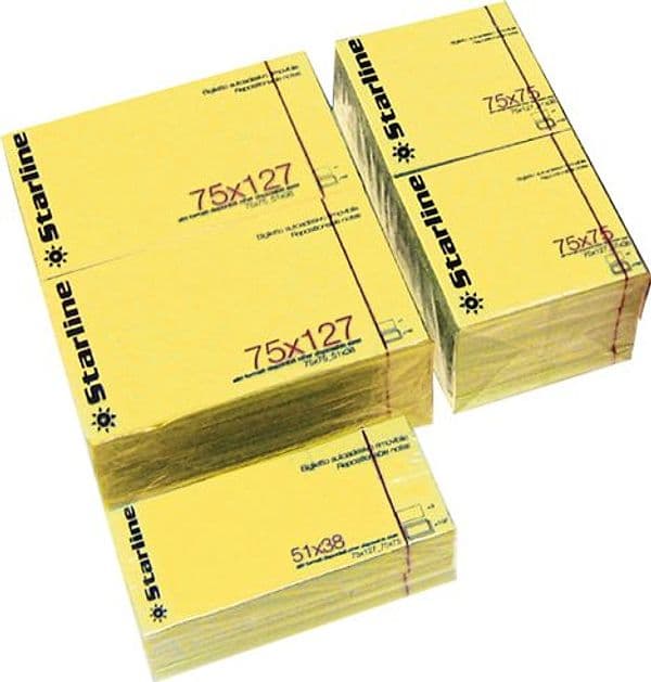 BLOCCHETTO BIGLIETTI ADESIVI GIALLO 75X125mm 100fg 70gr Starline - 2