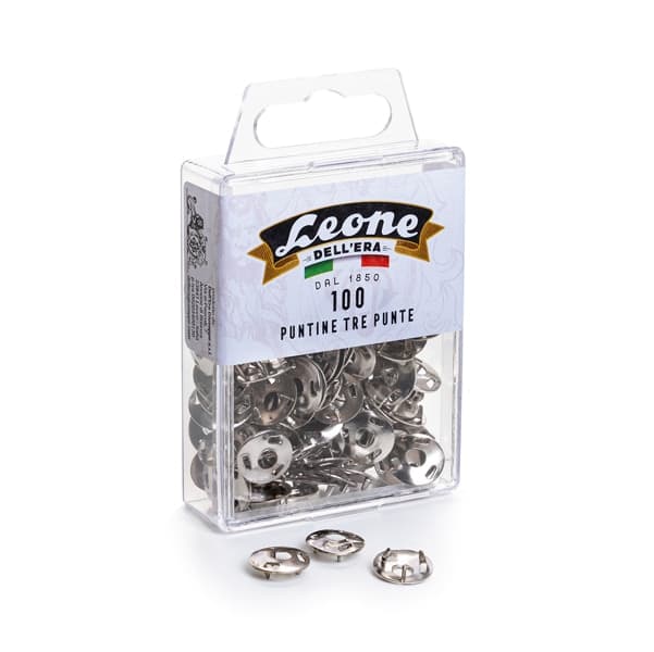 SCATOLA 100 PUNTINE 3 PUNTE TEMPERATE E NICHELATE LEONE COLOR - 2