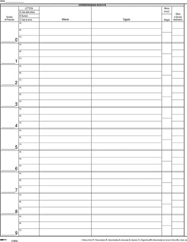 REGISTRO CORRISPONDENZA ARRIVO-PARTENZA 50PAG. 31X24 E2806 – EDIPRO