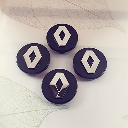 4 Tappi mozzo RENAULT Cerchi in Lega Coprimozzo da 60mm Borchie NERO ARGENTO Twingo Captur Clio Megane Kangoo Scenic Koleos Kadjar2 - 2
