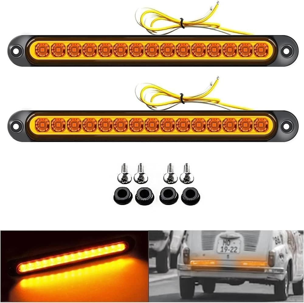 Luci Ingombro Coppia Fanali Posteriori Laterali Freccia Luci Auto Camper Suv Giallo 15Led 12-24V - 6