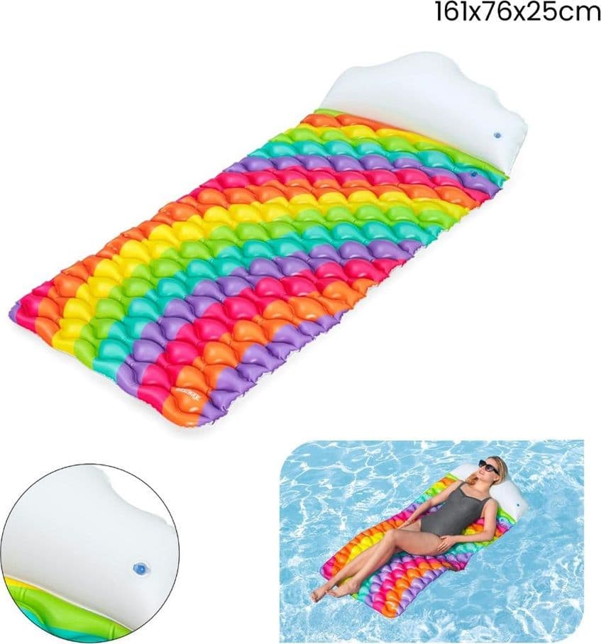 MATERASSINO ARROTOLABILE FASHION RAINBOW DREAMS ARCOBALENO CON CUSCINO FORMA NUVOLA 44107 - 13