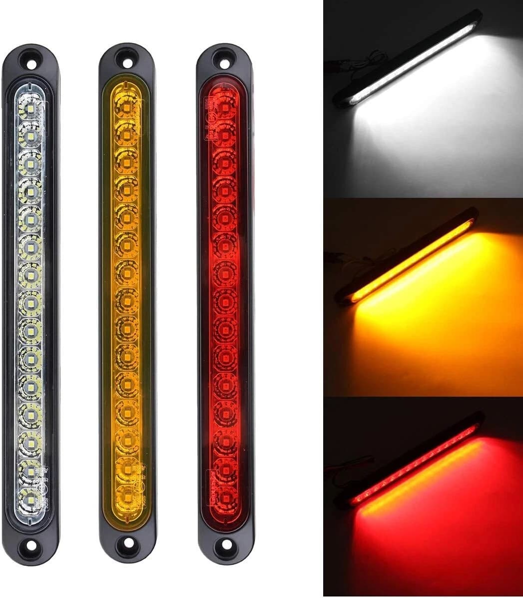 Set Fanalini 3 Luci Ingombro Fanalini Posteriori Rosso Giallo Bianco 12-24V Camion Rimorchio Freccia Posizione Stop - 5