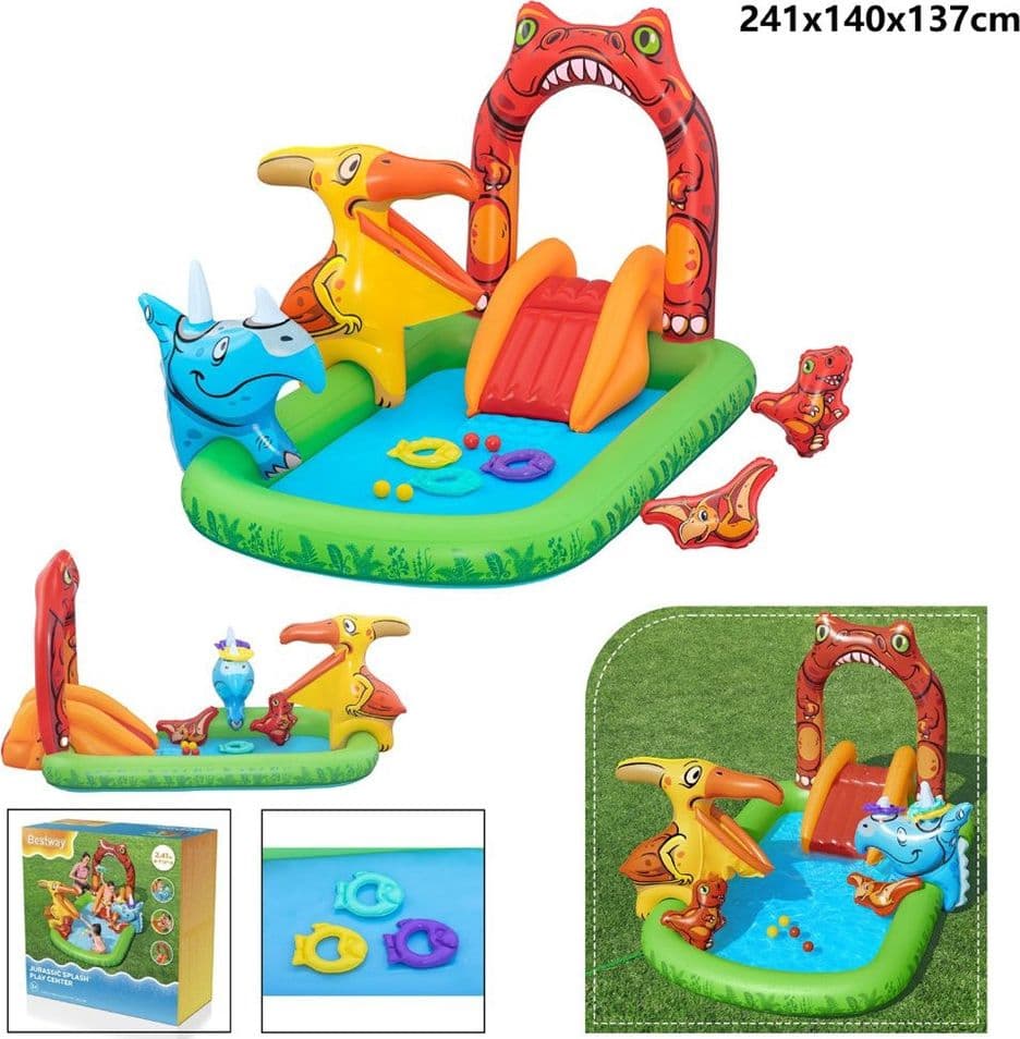 PARCO GIOCHI ACQUATICO JURASSIC SPLASH PISCINA GONFIABILE DA ESTERNO PER BAMBINI 53160 - 7