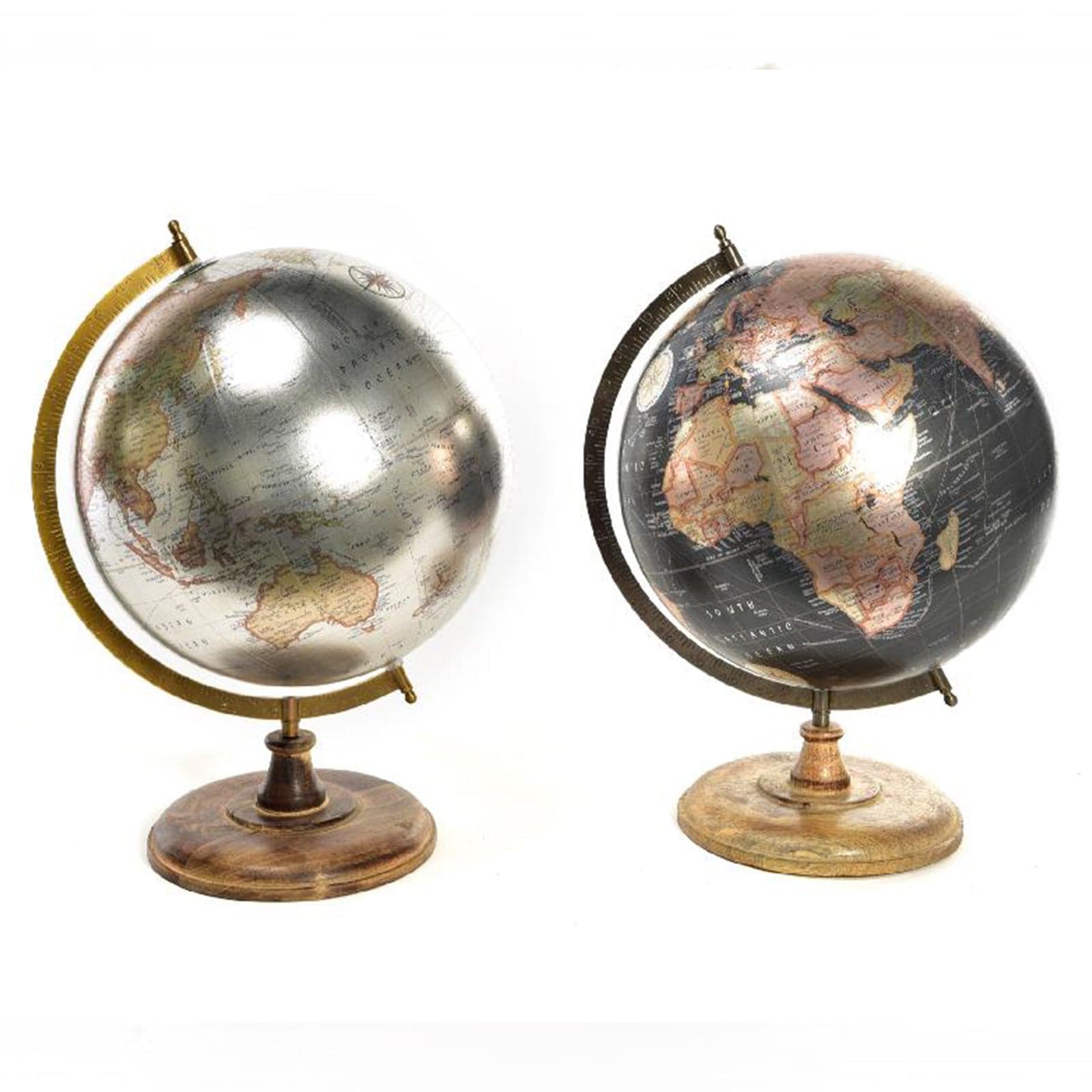 Mappamondo "Metallic" con piedistallo in legno decorazione per Ufficio e Cameretta in Mappamondi MagiediNatale.it - Altamura, commercioVirtuoso.it