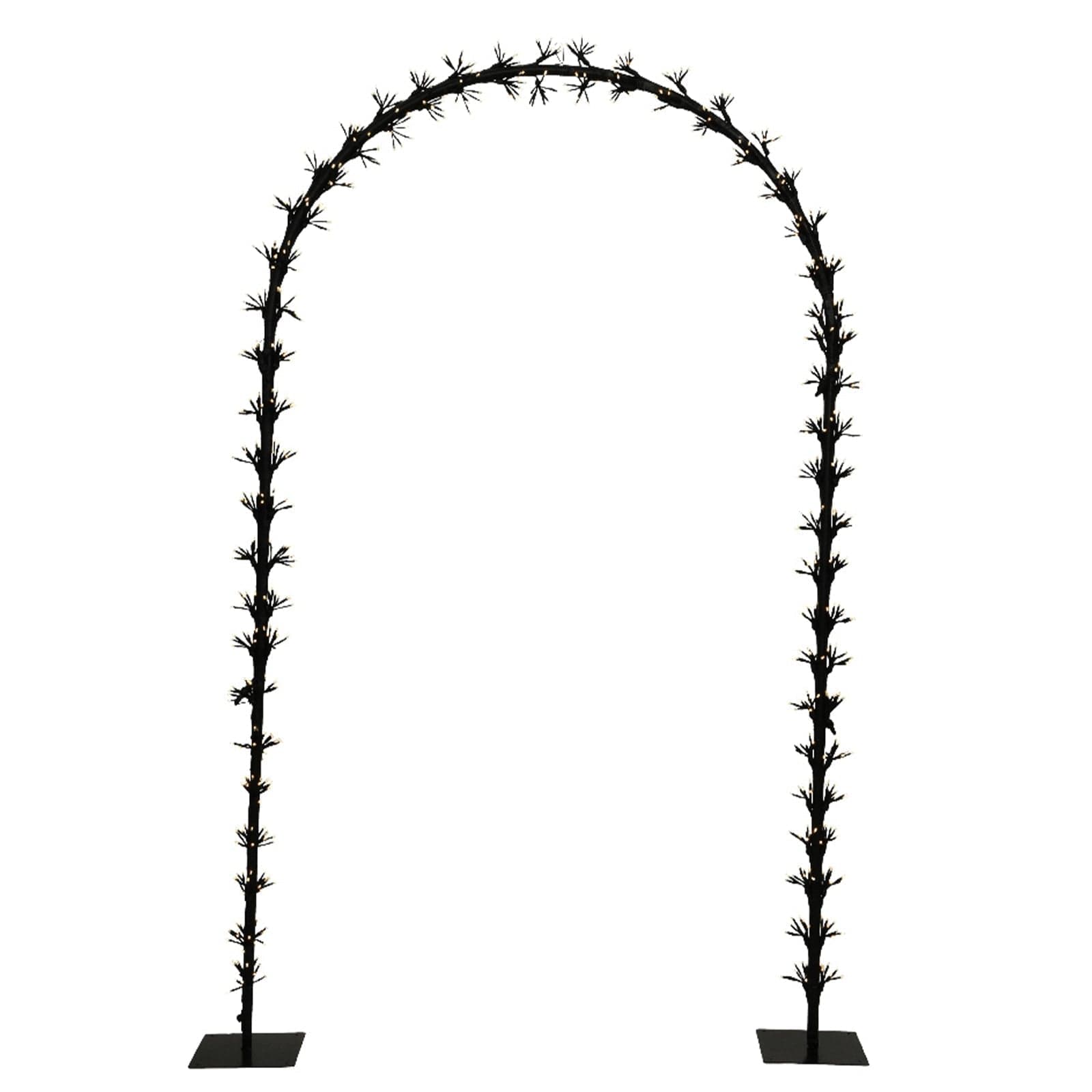Figura luminosa di Arco, con ciuffi di led a luce bianco caldo in acrilico da 230 cm