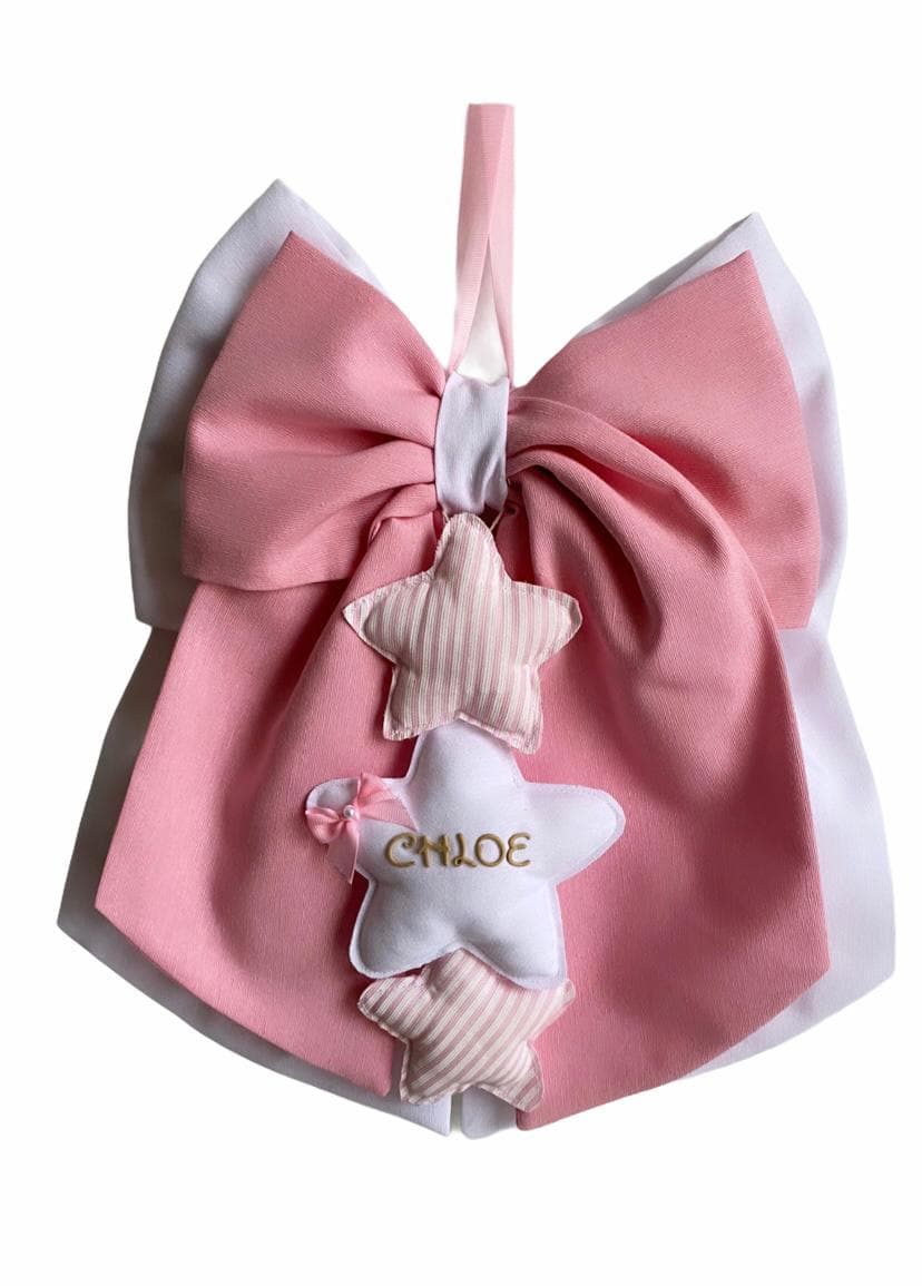Fiocco nascita in cotone personalizzabile fatto a mano 35 x h 40 cm "Made in Italy" in Fiocchi e nastri MagiediNatale.it - Altamura, commercioVirtuoso.it