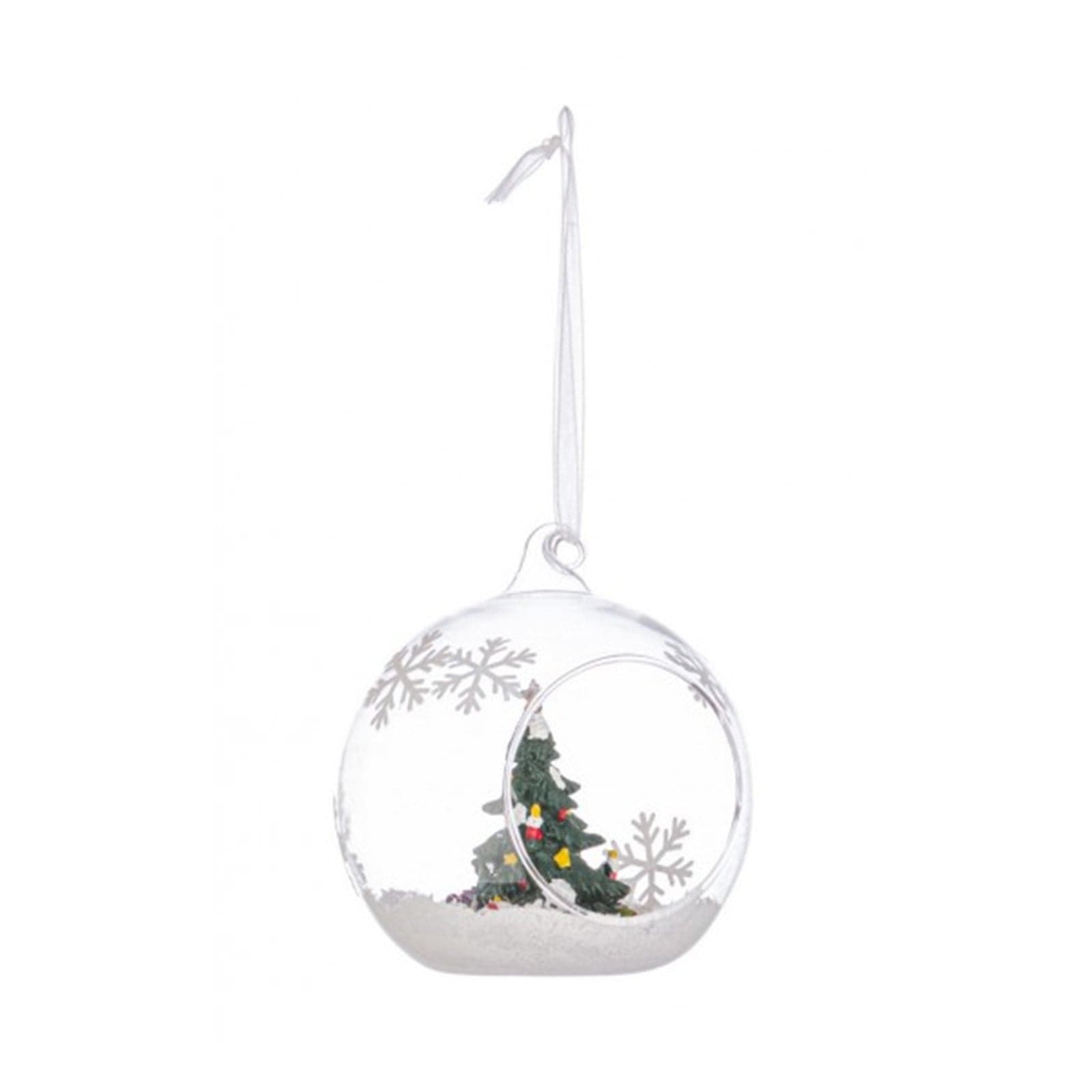 Sfera natalizia in vetro con miniatura pino all'interno per decorazioni natalizie