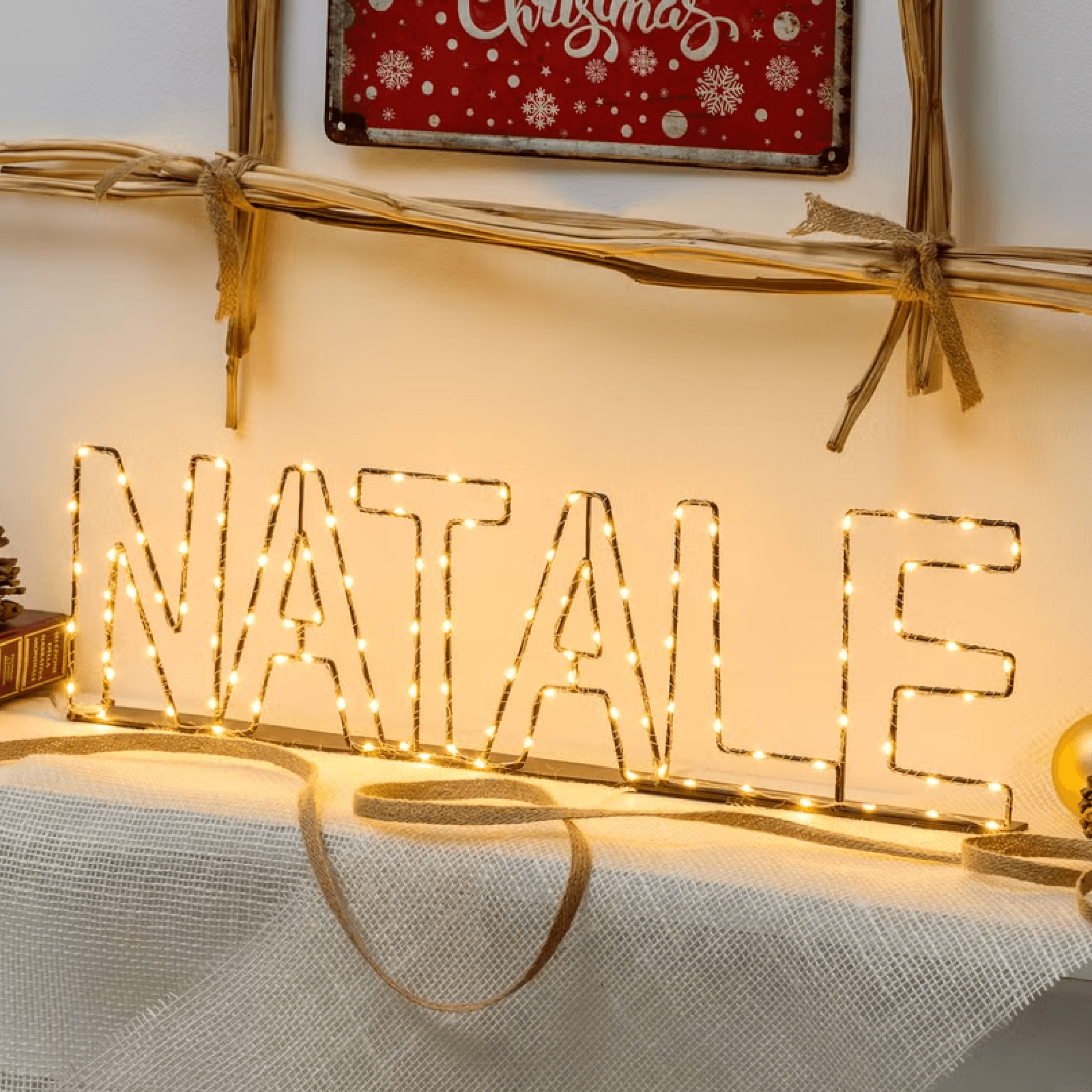 Scritta luminosa led olor rame, bianco caldo per decorazioni in Ghirlande e corone MagiediNatale.it - Altamura, commercioVirtuoso.it