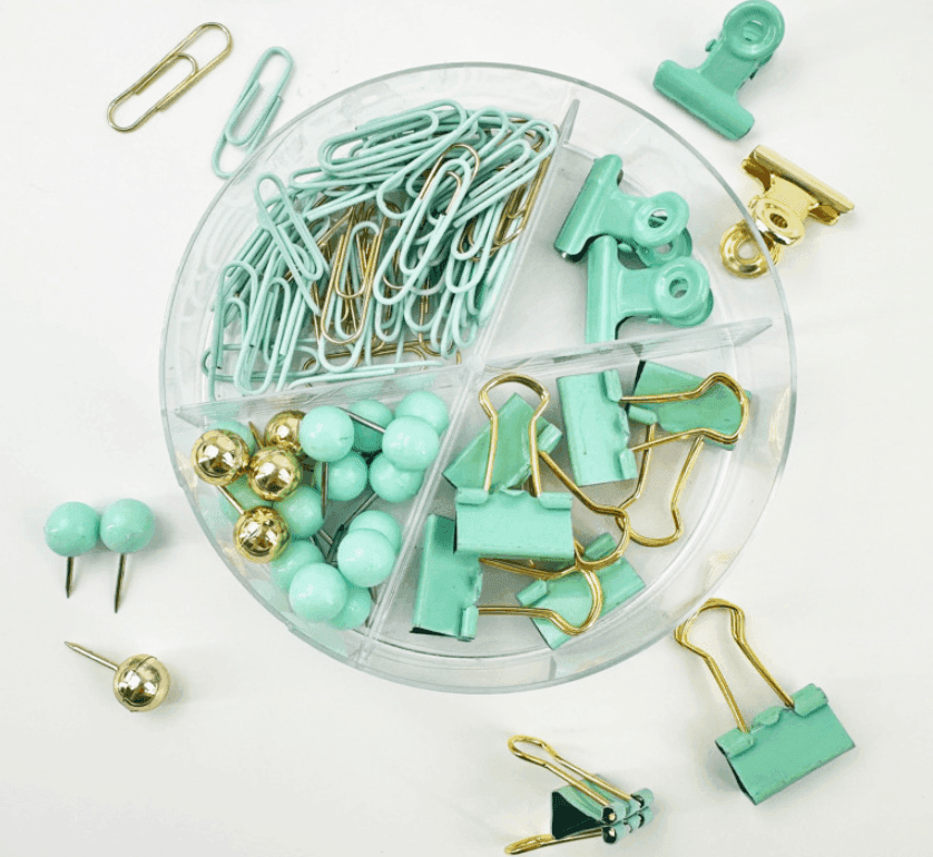 i-Total - Set da scrivania rotondo con graffette e puntine Verde (XL3003) - 4
