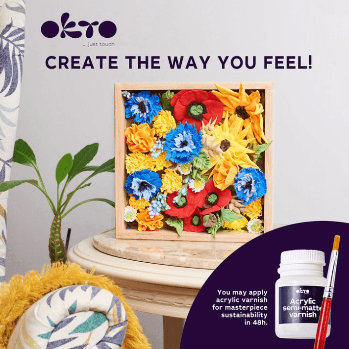 OKTO- Sensory Art Wood&Craft Flowers Freedom- Fiori fai da te 21 x 21 cm - 7