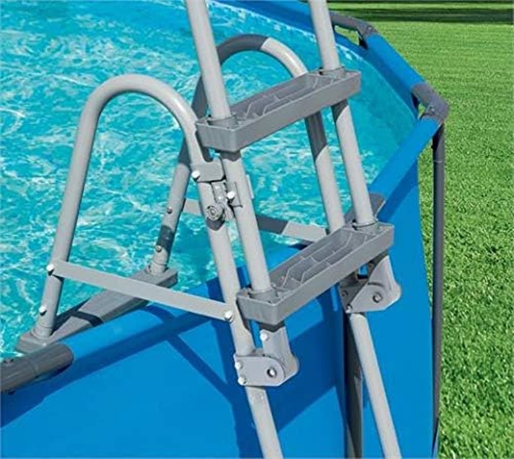 SCALETTA DI SICUREZZA PER PISCINE 122CM CON GRADINI IN PLASTICA TELAIO IN METALLO 58331 - 7