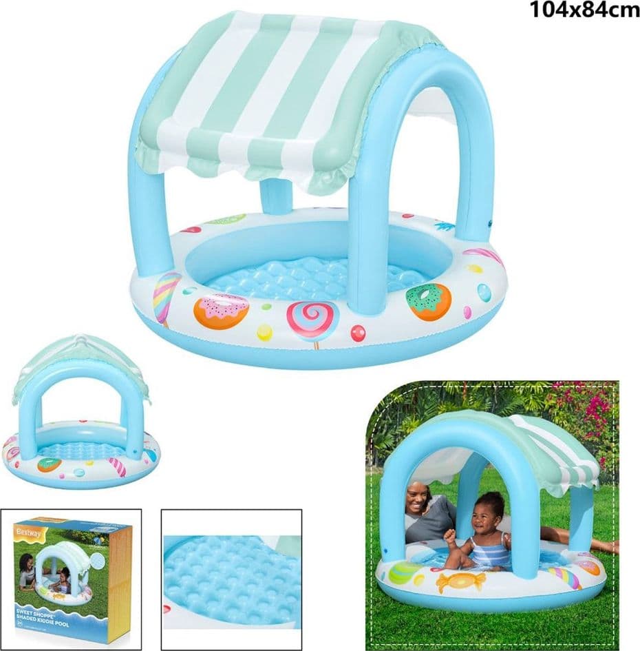PISCINA SWEET SHOPPE CON FONDO GONFIABILE COPERTURA PER BAMBINI +2 ANNI 104X84CM 52638 - 12