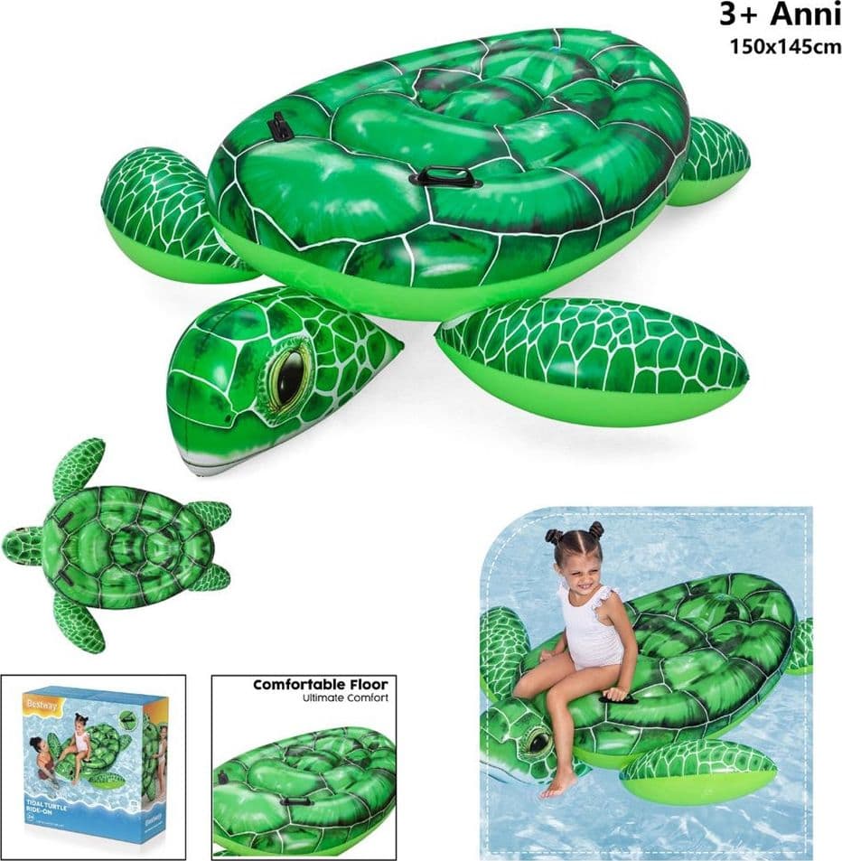 TARTARUGA GALLEGGIANTE DA PISCINA SPIAGGIA PVC GONFIABILE CAVALCABILE TIDAL TURTLE 41524 - 13