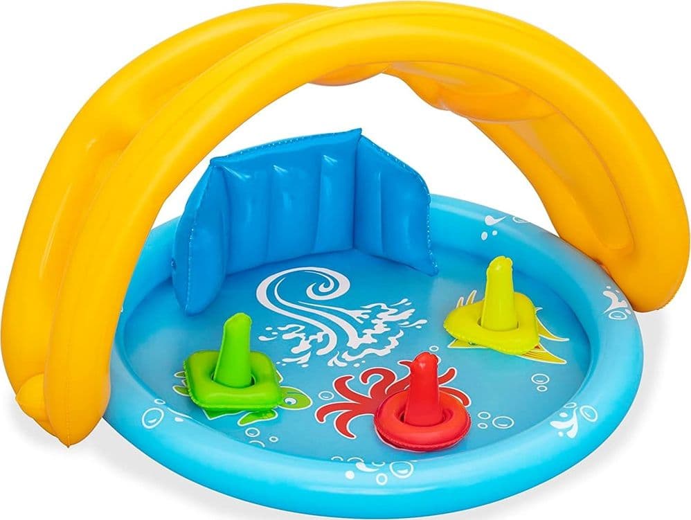PISCINA GIOCO GONFIABILE LIL SEASHAPES CON SCHIENALE TETTO BIMBI +6 MESI GIARDINO 52568 - 22