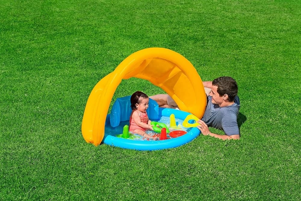 PISCINA GIOCO GONFIABILE LIL SEASHAPES CON SCHIENALE TETTO BIMBI +6 MESI GIARDINO 52568 - 27
