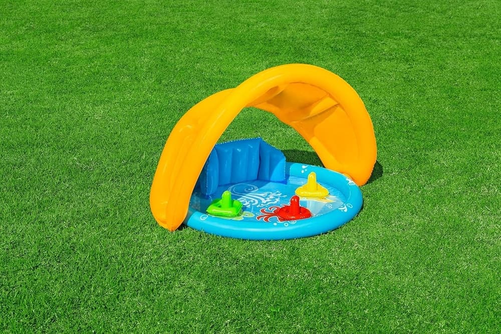 PISCINA GIOCO GONFIABILE LIL SEASHAPES CON SCHIENALE TETTO BIMBI +6 MESI GIARDINO 52568 - 28