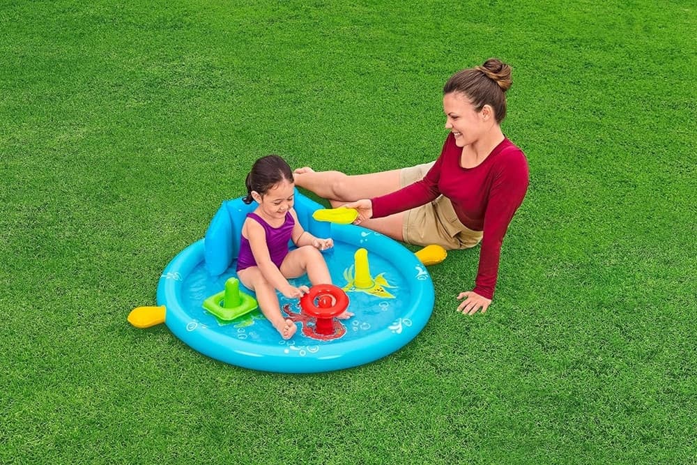 PISCINA GIOCO GONFIABILE LIL SEASHAPES CON SCHIENALE TETTO BIMBI +6 MESI GIARDINO 52568 - 29