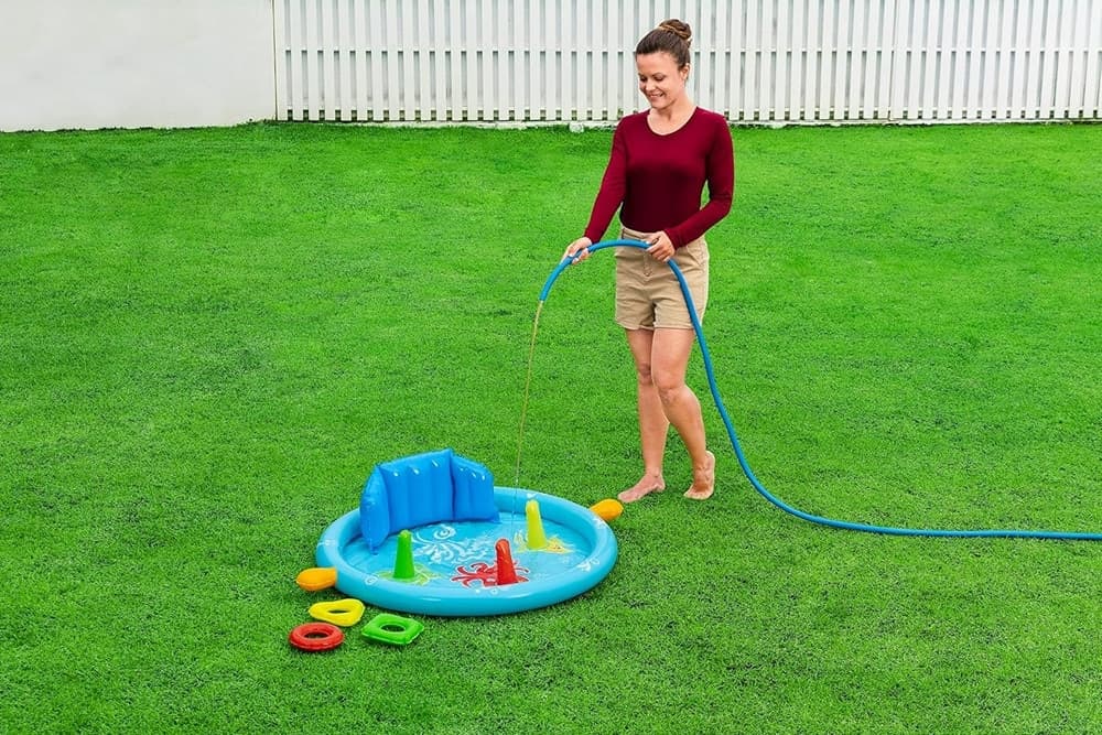 PISCINA GIOCO GONFIABILE LIL SEASHAPES CON SCHIENALE TETTO BIMBI +6 MESI GIARDINO 52568 - 30
