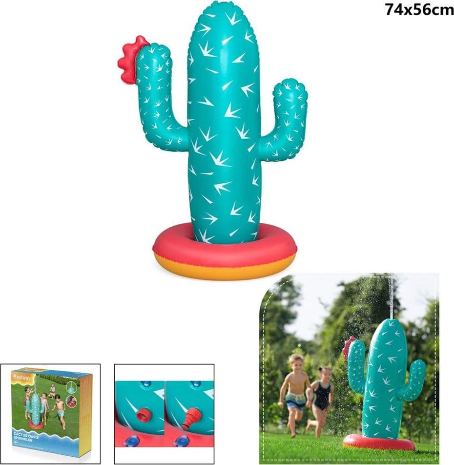 GIOCO ACQUATICO GONFIABILE CACTUS OASIS SPRUZZA ACQUA PER BAMBINI 74X56X104CM 52733 - 14