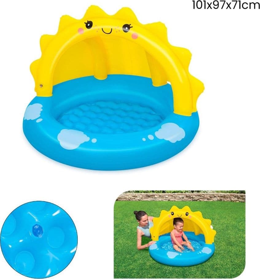 PISCINA GONFIABILE PER BAMBINI + 2 ANNI SUNNY DAYS 101X97X71CM CON COPERTURA 52637 - 12