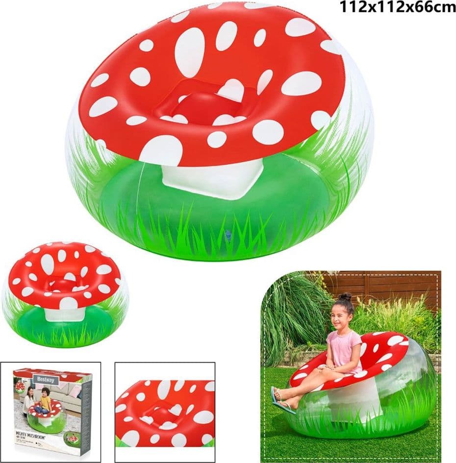 POLTRONA GONFIABILE PER BAMBINI MIGHTY MUSHROOM DESIGN FUNGO CON ERBA 112X112X66CM 75123 - 13