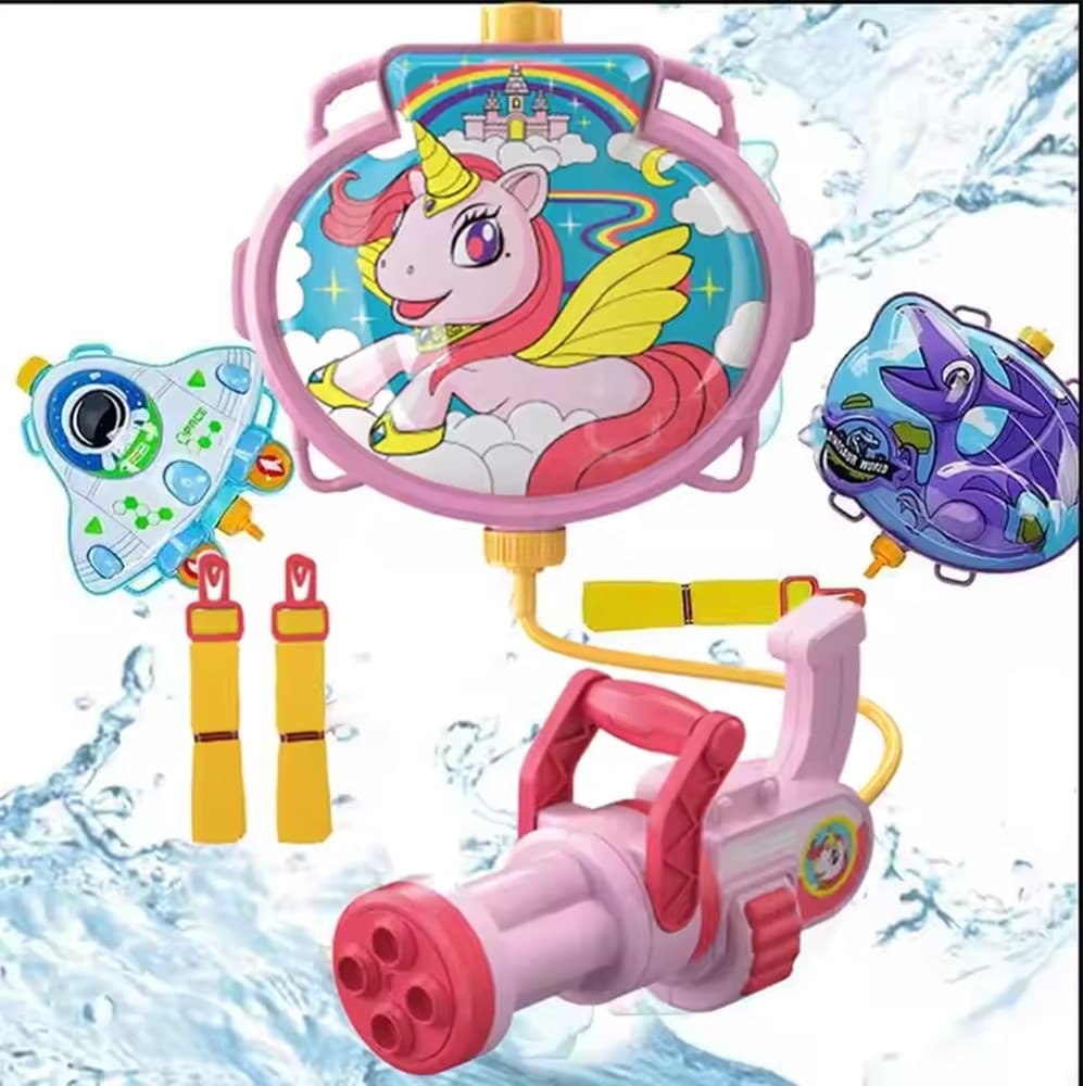 PISTOLA AD ACQUA CON ZAINO GIOCATTOLO PER BAMBINI UNICORNO SPIAGGIA ESTATE 1300ML 618547 - 4