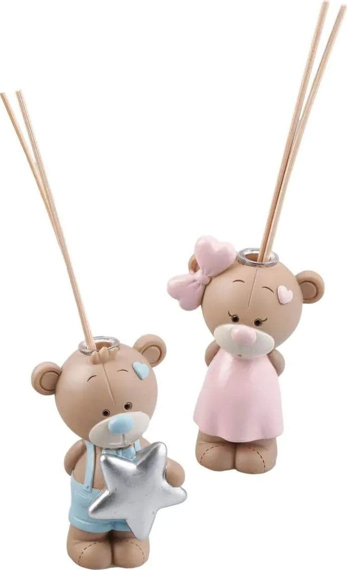 4 Pezzi Bomboniera Nascita Bimba Profumatore Orsetto Special Gifts RB1075S/G - 2