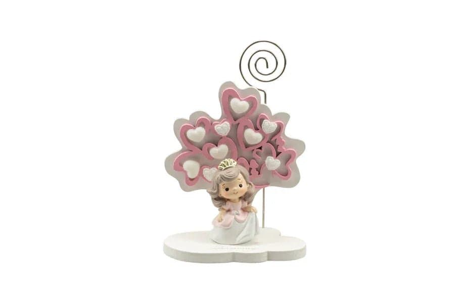 3 Pezzi Portafoto Albero della vita cuori rosa piccolo con principessa Nascita Bimba - 4