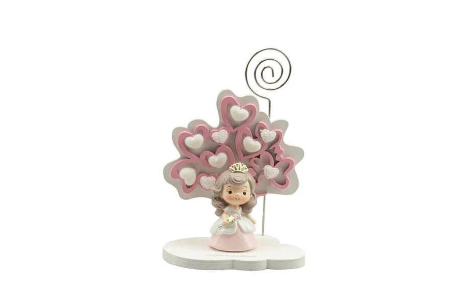 3 Pezzi Portafoto Albero della vita cuori rosa piccolo con principessa Nascita Bimba - 2
