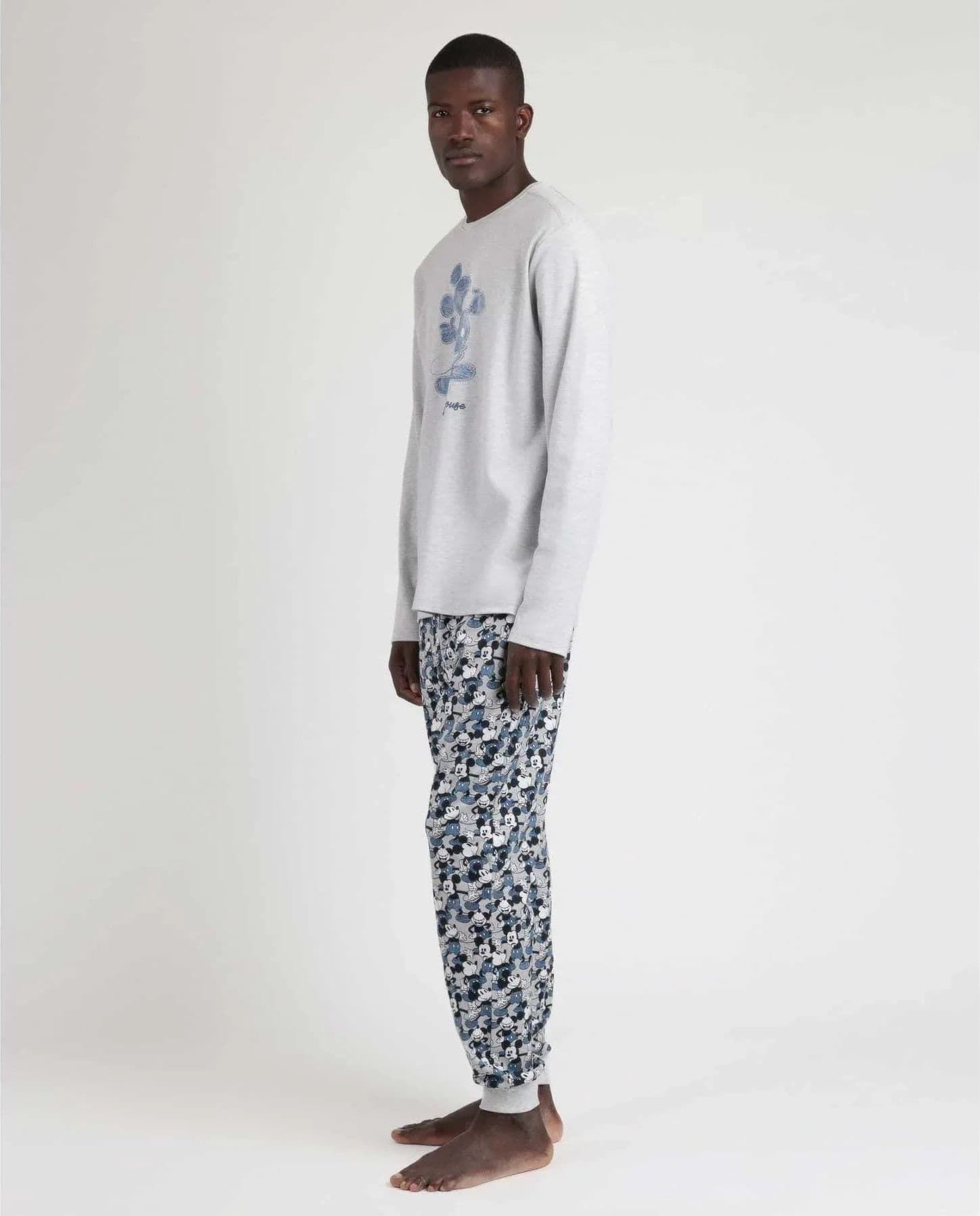 Pigiama Uomo Disney 62215 Topolino in Cotone con Manica Lunga e Pantalone Lungo - 2