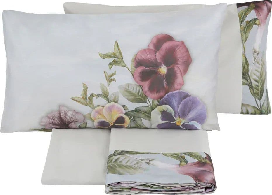 Completo Lenzuola Matrimoniale Bloom Violetta Tessitura Randi Raso Cotone 300TC - 2