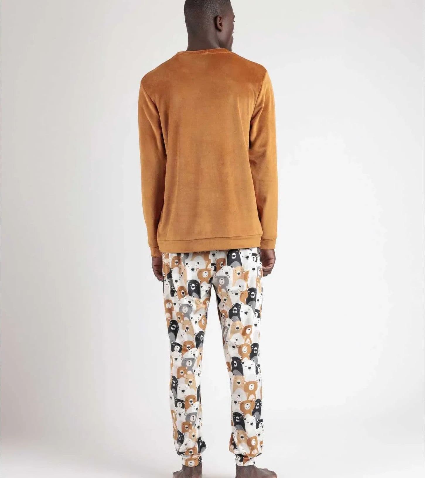 Pigiama Uomo Admas 62783 in Velluto con Orsetto Manica Lunga - 2