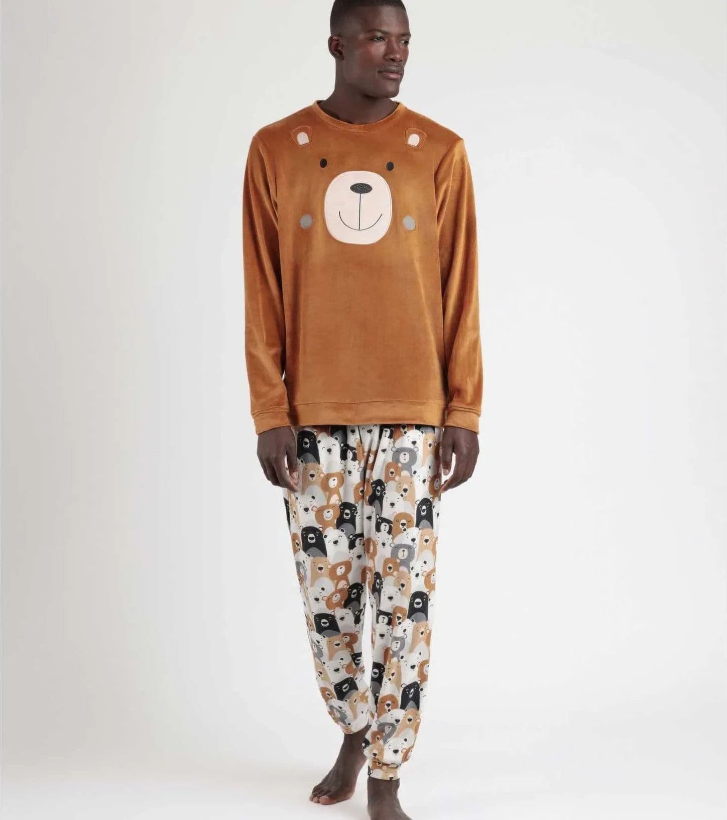 Pigiama Uomo Admas 62783 in Velluto con Orsetto Manica Lunga - 3