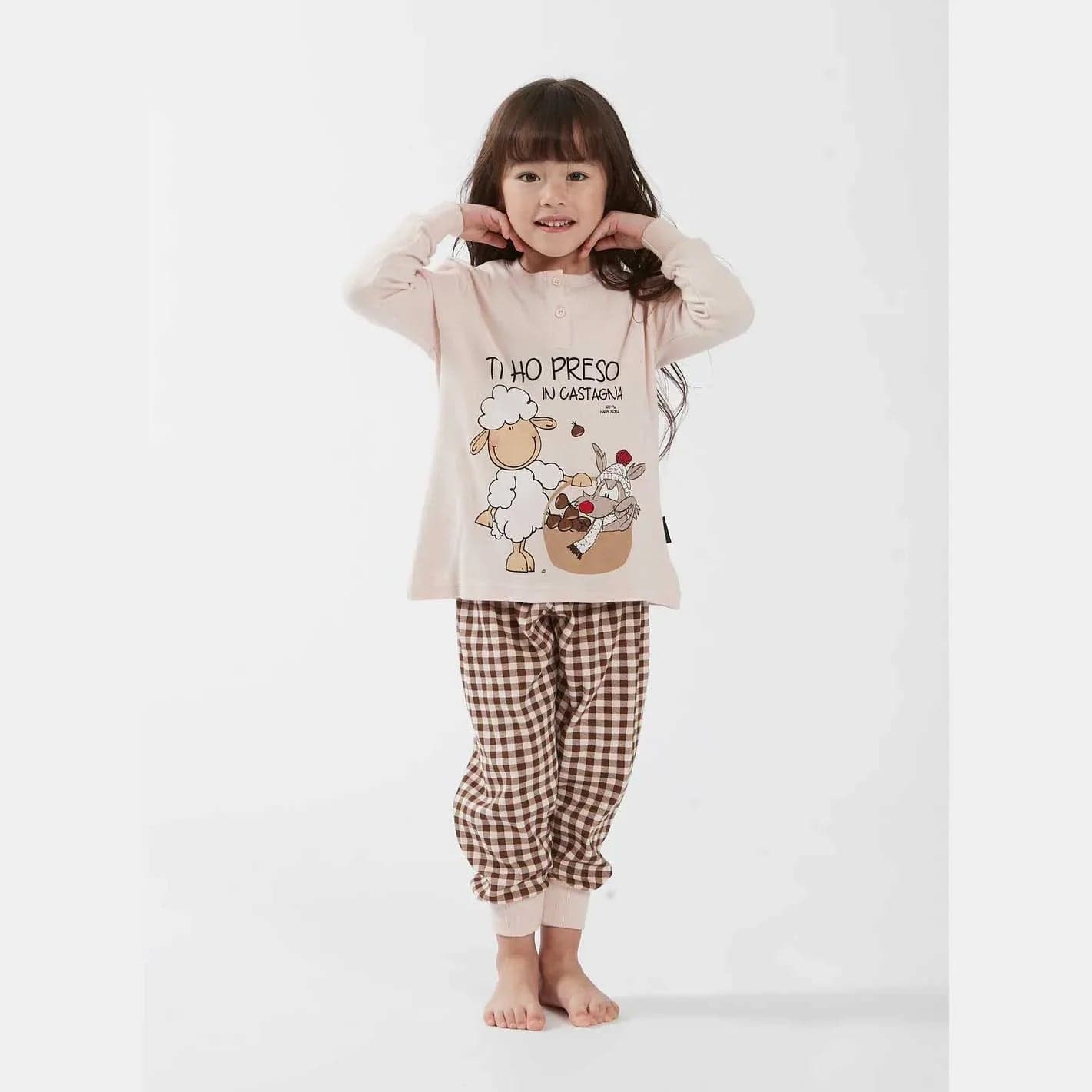 Pigiama Primavera/Estate bimba Happy People Castagna 9/10 anni 100% Cotone