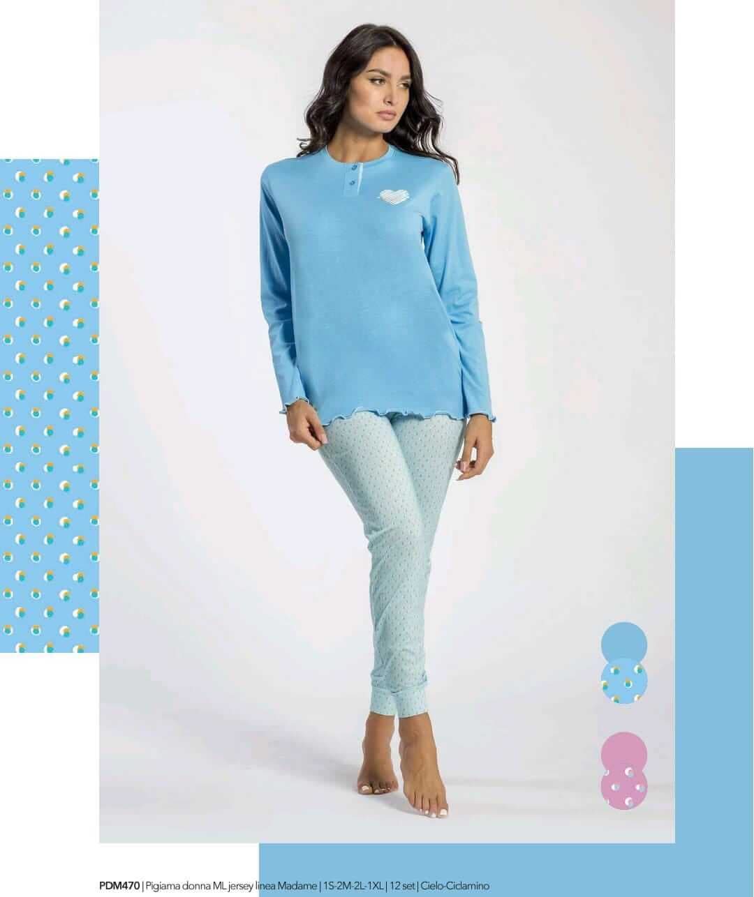 Pigiama Donna Primavera/Estate Milk and Honey – Jersey Linea Madame Manica Lunga - 3