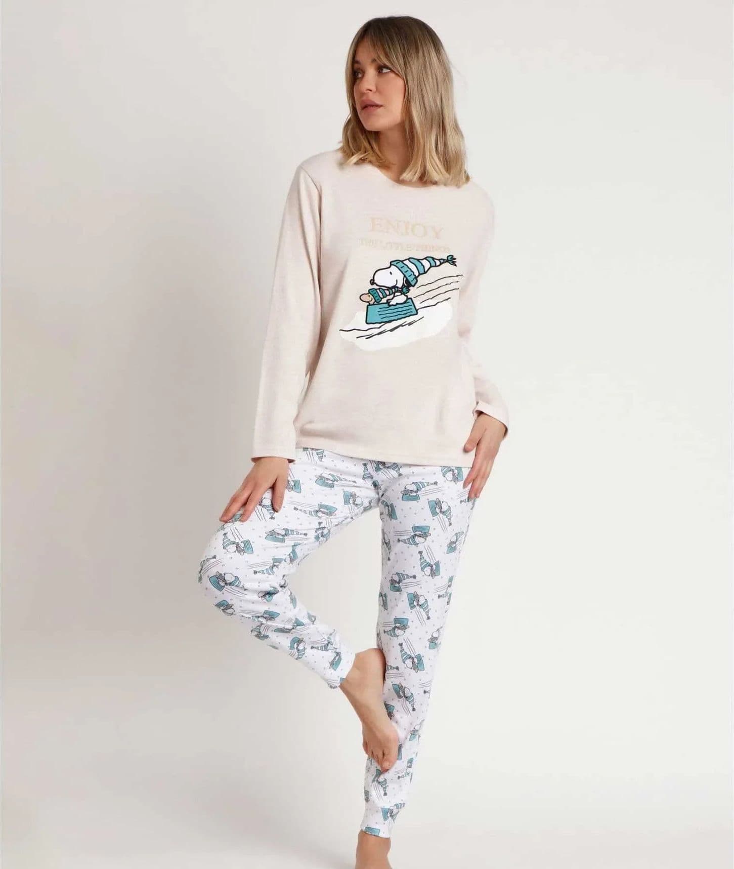 Pigiama Bimba Peanuts 62456 Let It Snow in Cotone con Manica Lunga e Pantalone Lungo - 4