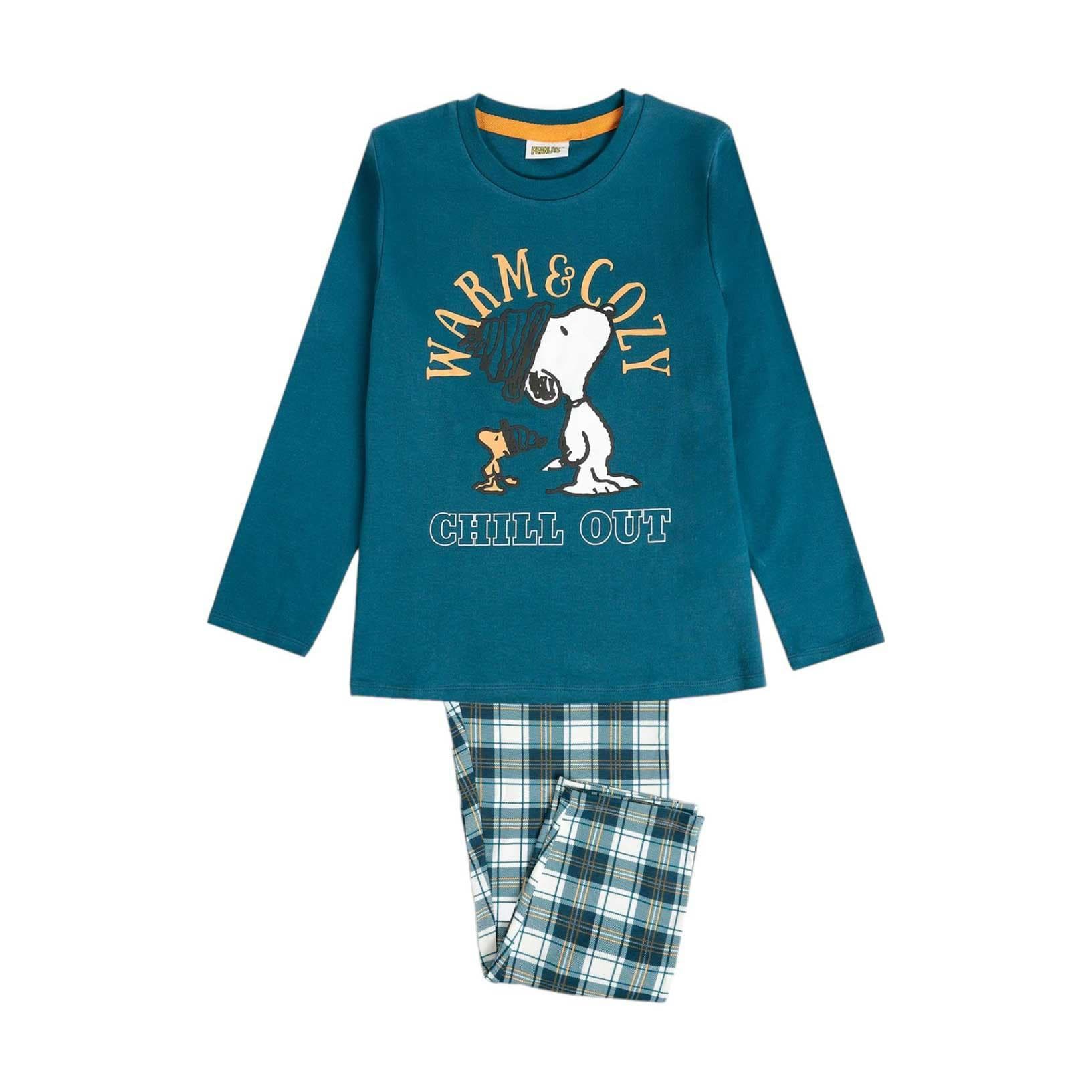 Pigiama Bimbo Peanuts 62462 in Caldo Cotone con Manica Lunga e Pantalone Lungo