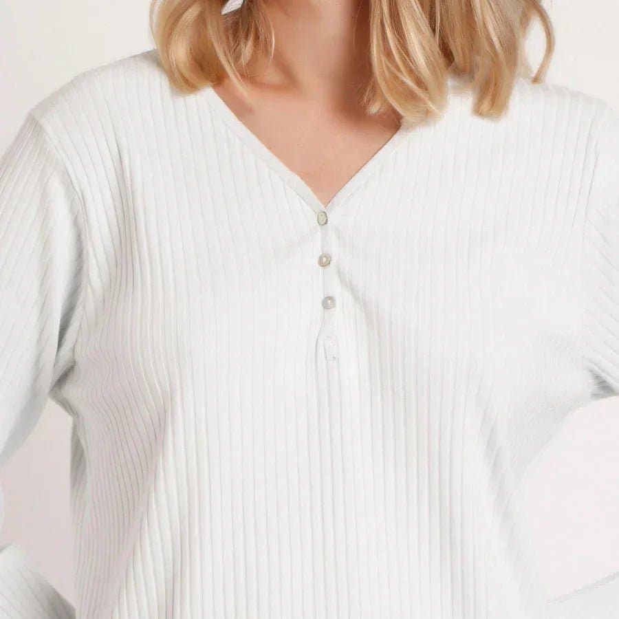 Pigiama Donna Admas Luxury Garden con Pantalone Lungo Floreale e Maglia Serafino - 3